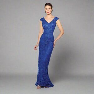 Sophisticated Blue Lace Maxi Dress